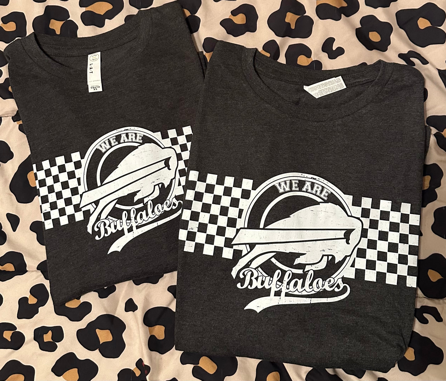 We are buffaloes! Distressed checkered