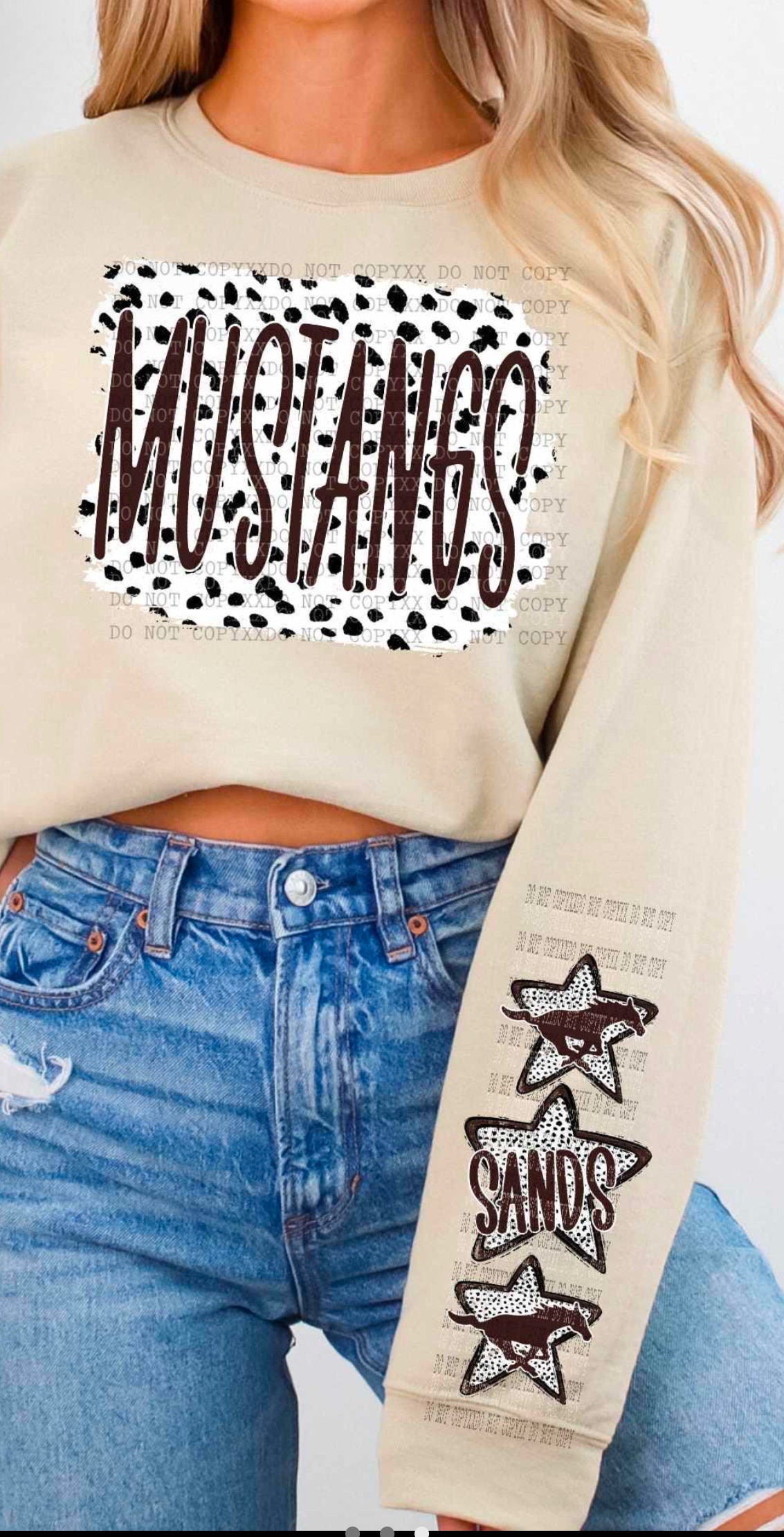 Dalmatian Mustangs- Sands sleeve Crewneck