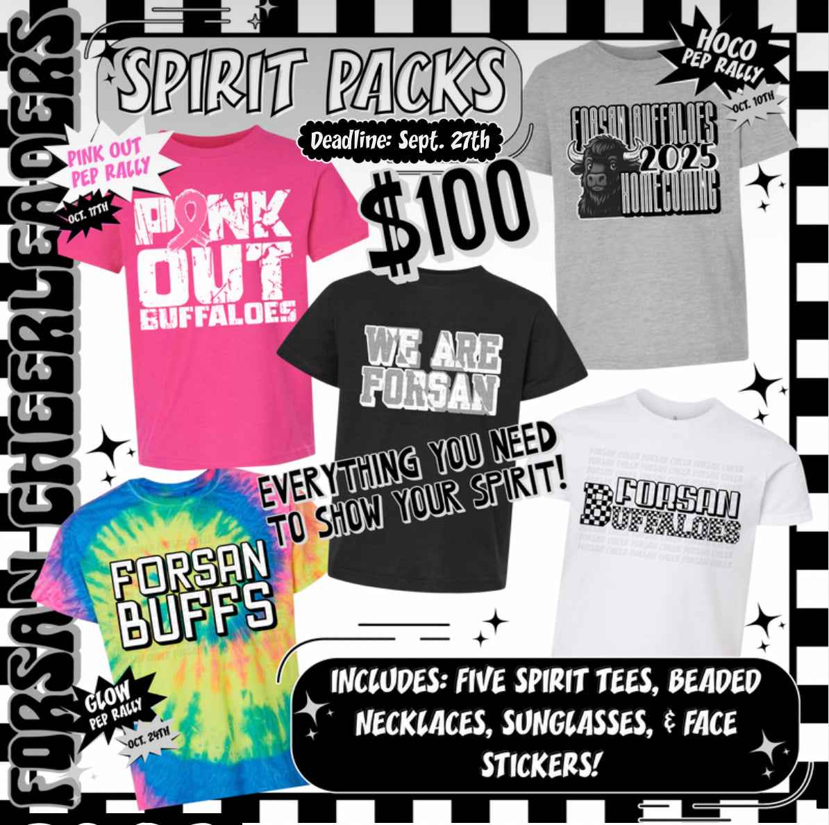 Forsan Cheer Spirit Packs! 🦬 *deadline Sept. 27th*