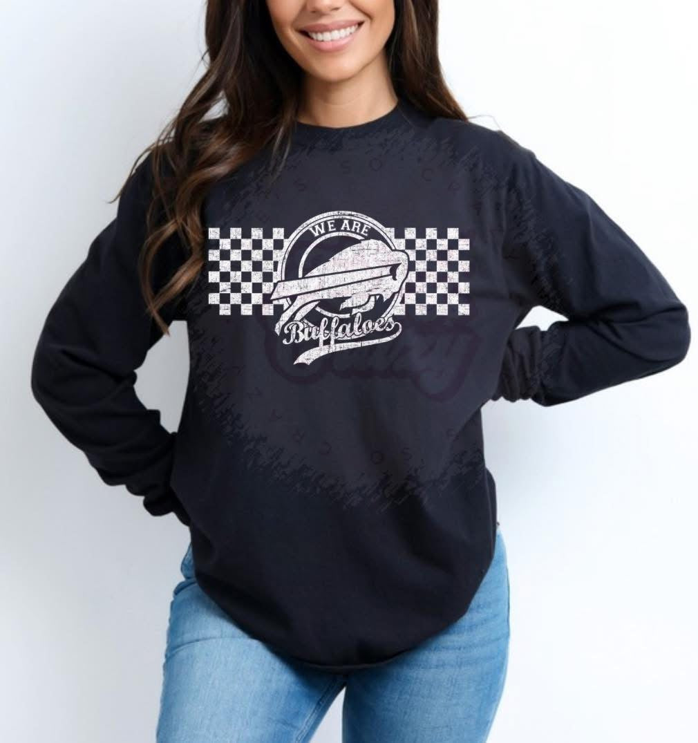 We are buffaloes! Distressed checkered
