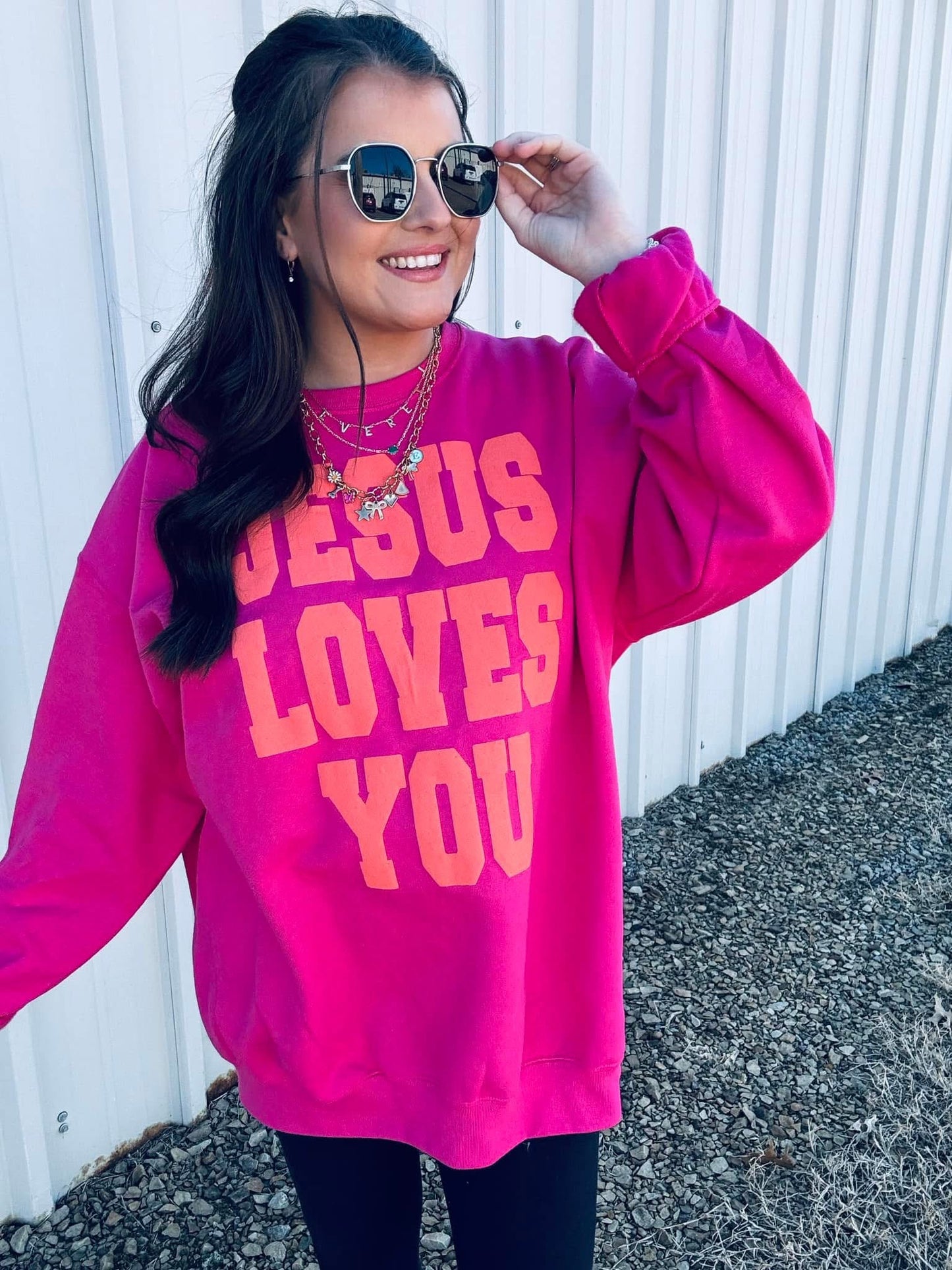 Jesus loves you! Crewneck. PUFF print
