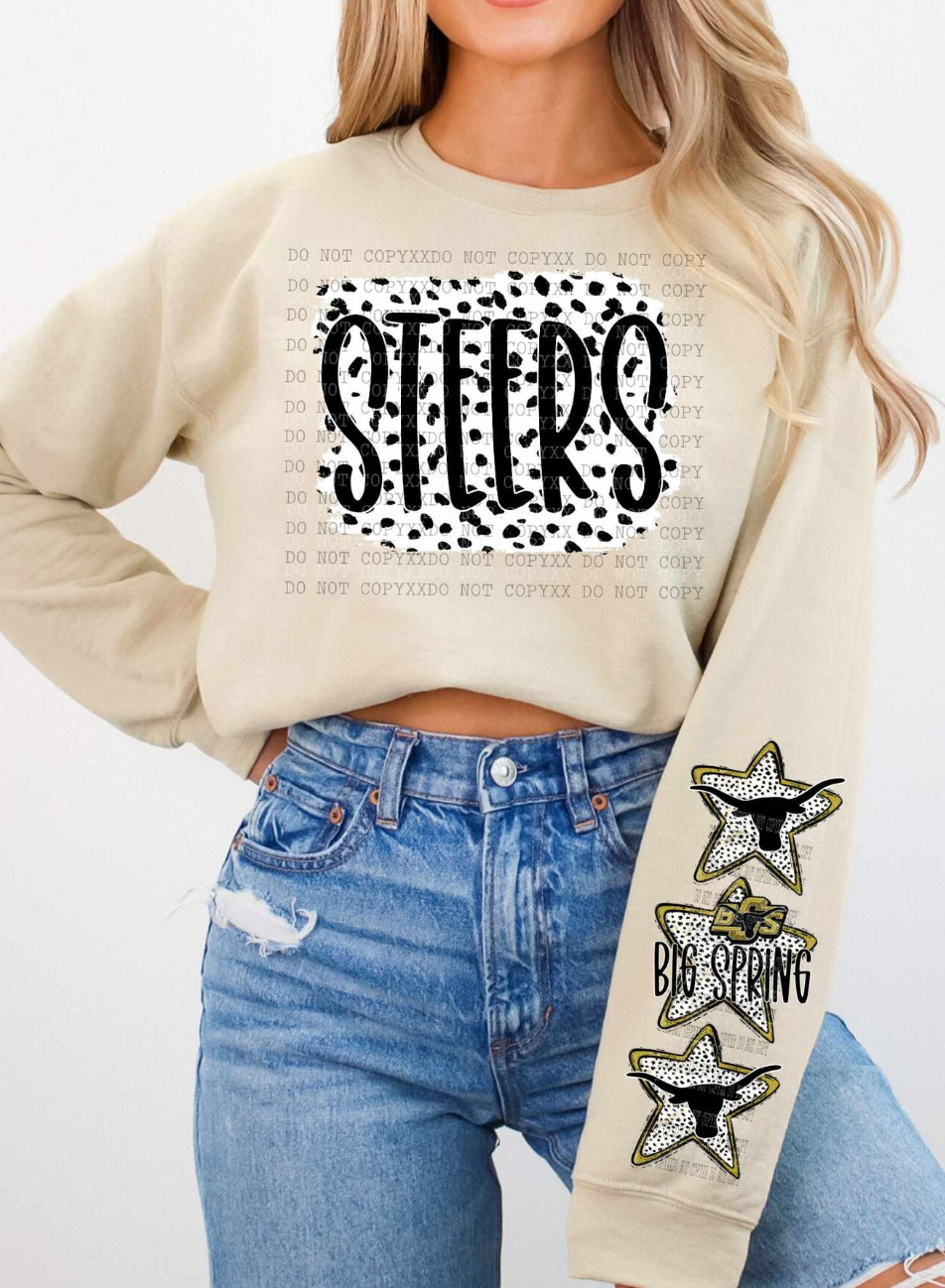 Dalmatian Steers- Big Spring sleeve Crewneck