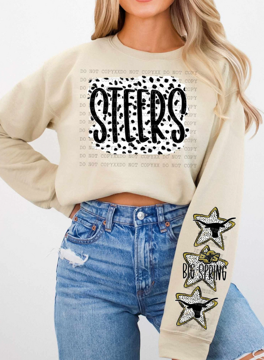 Dalmatian Steers- Big Spring sleeve Crewneck