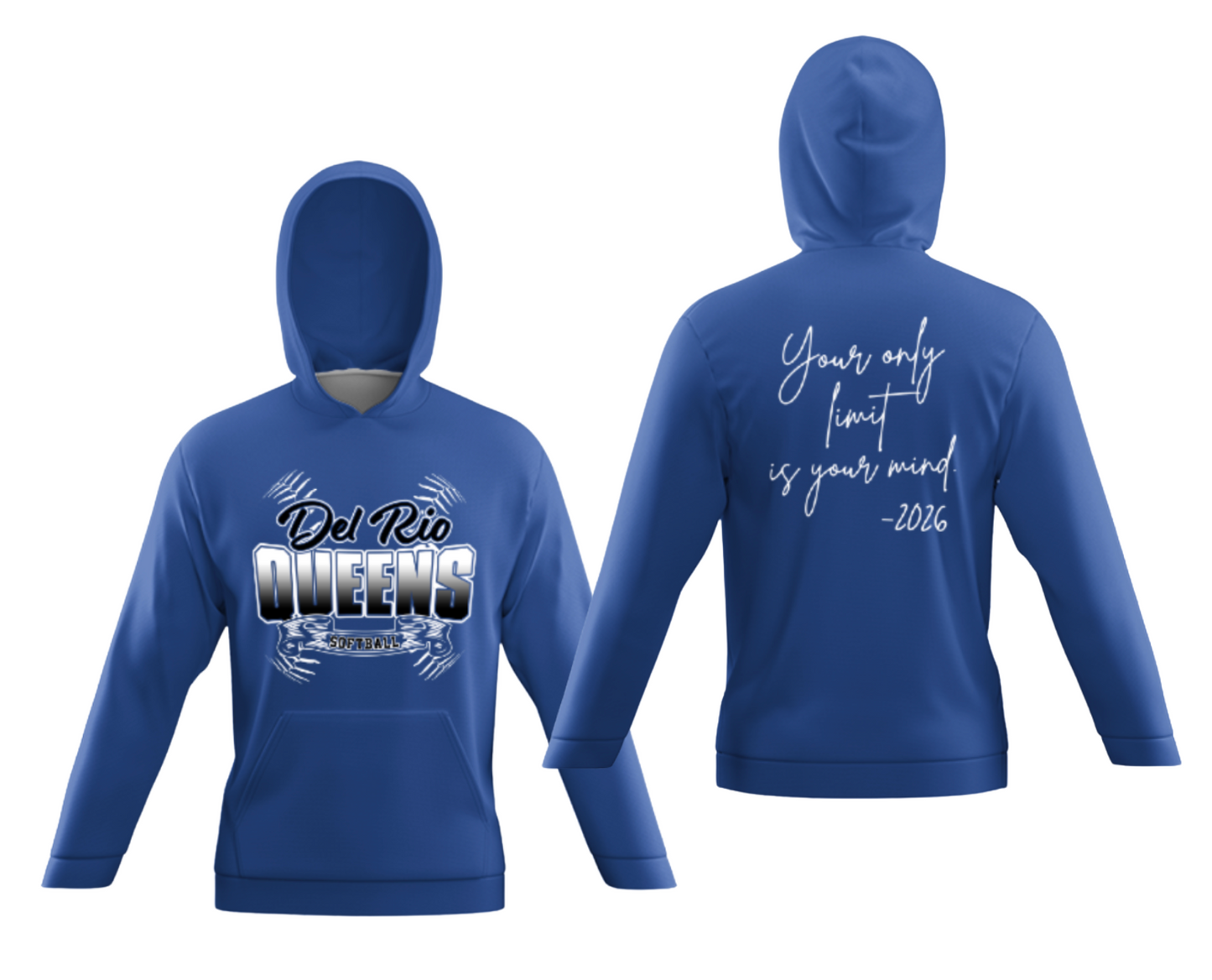 Del Rio QUEENS- Softball '26- SOLID ROYAL-HOODIES