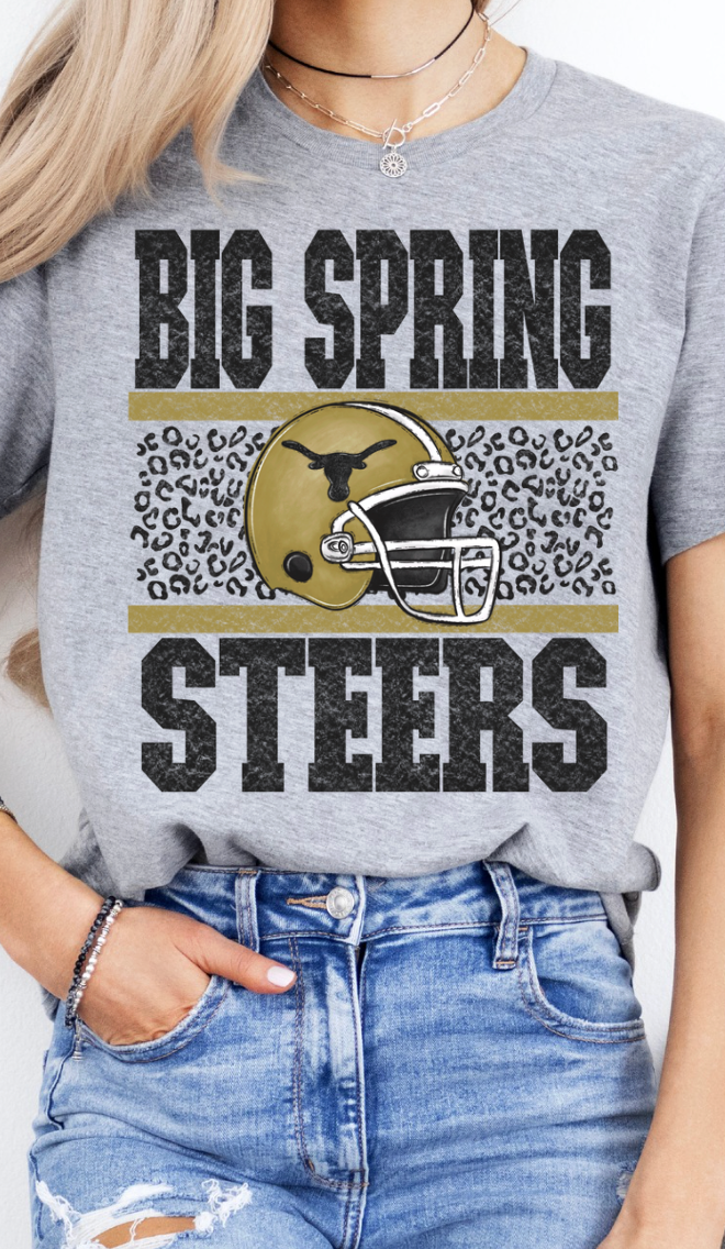 Big Spring Steers Football Sport Grey