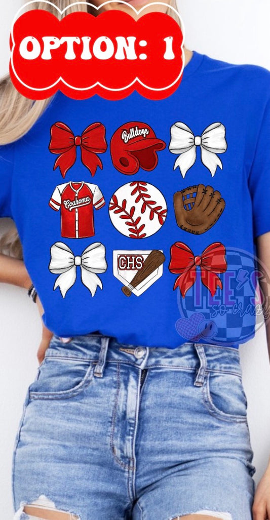 Coahoma Bulldogs- Baseball & bows Options 1