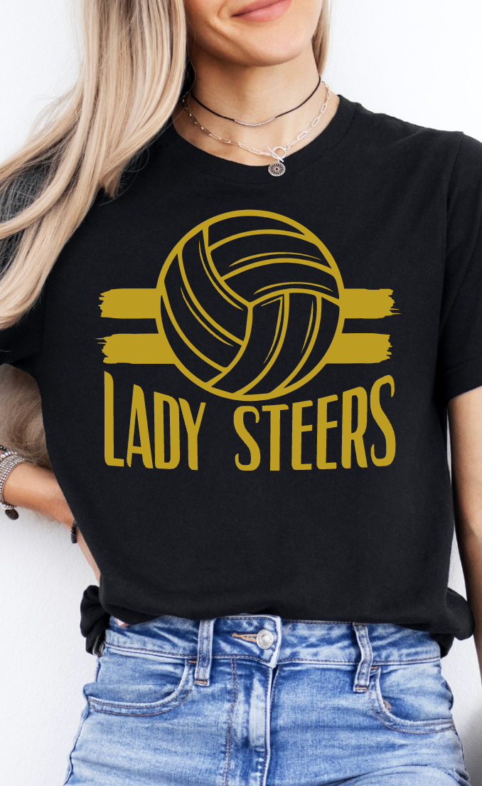 Lady Steers Volleyball- black Tee