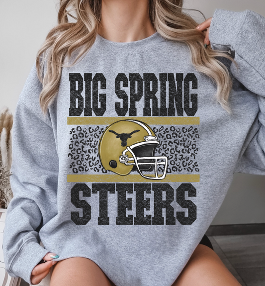 Big Spring Steers Football Sport Grey