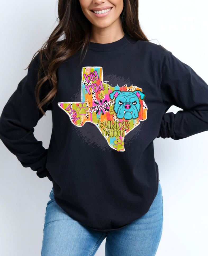 Brushstroke BULLDOGS Texas Long Sleeve