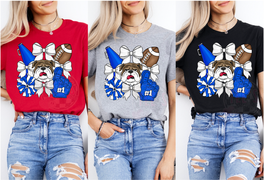 Bulldogs- Football & bows (ROYAL)