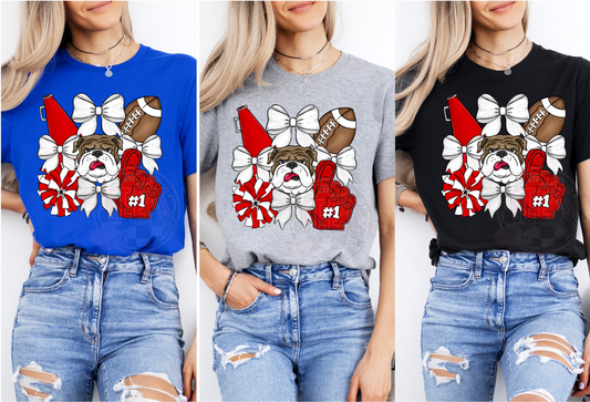 Bulldogs- Football & bows (RED)