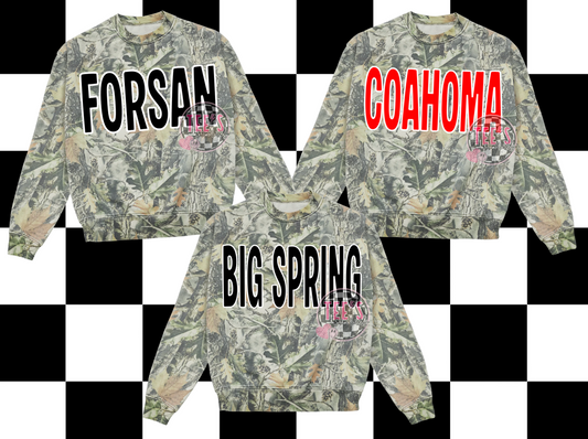 CAMO- SCHOOL CREWNECK