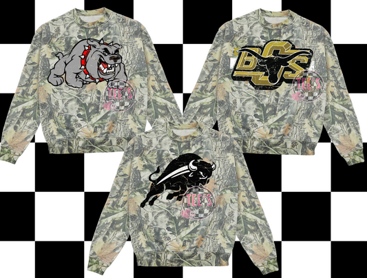 CAMO- MASCOT CREWNECK