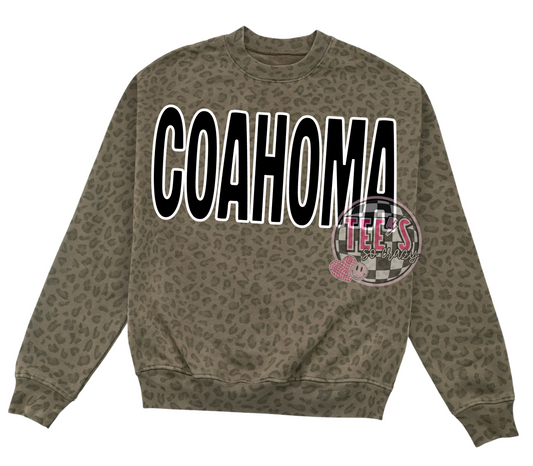 COAHOMA IN BLACK-LEOPARD CREWNECK