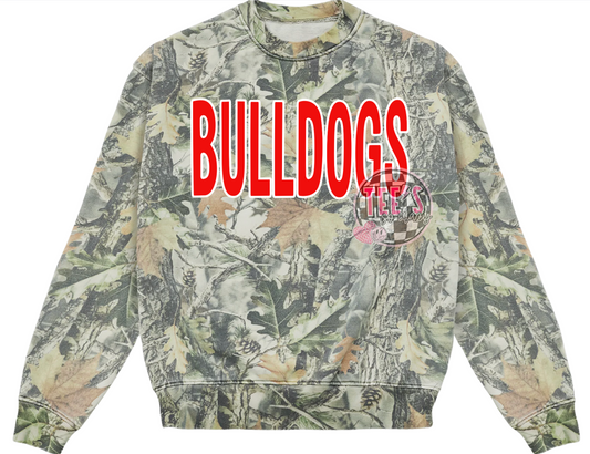 BULLDOGS- CAMO CREWNECK