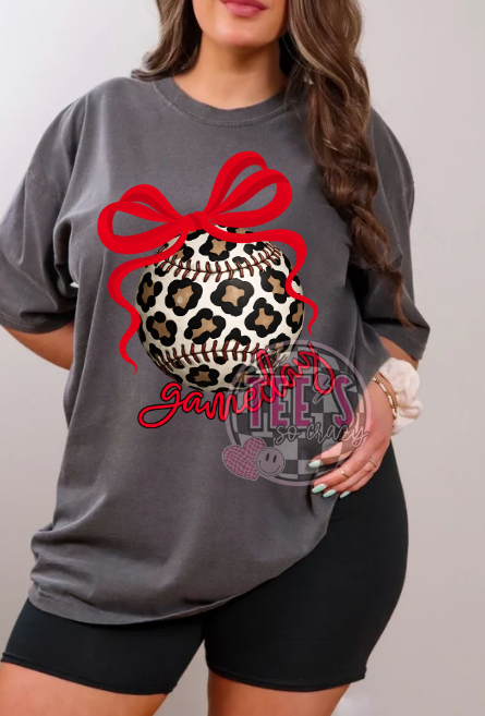 Gameday- Leopard softball/baseball RED bow
