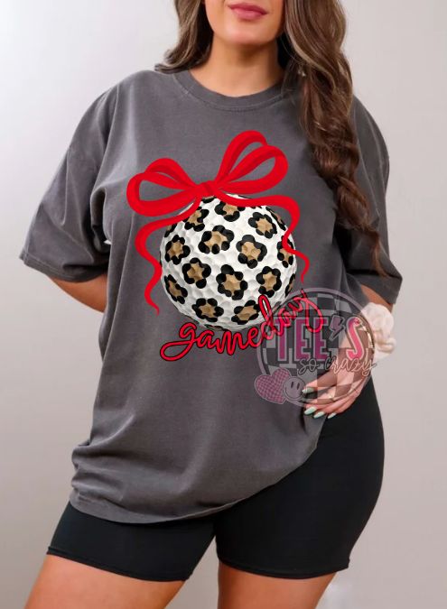 Gameday- Leopard Golf ball RED bow
