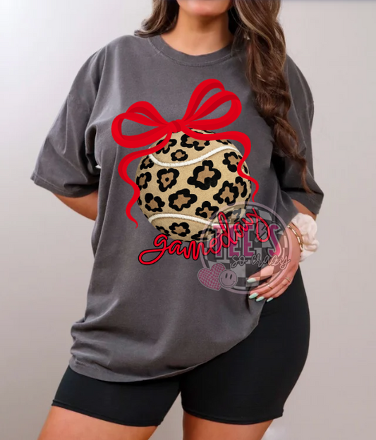 Gameday- Leopard tennis RED bow